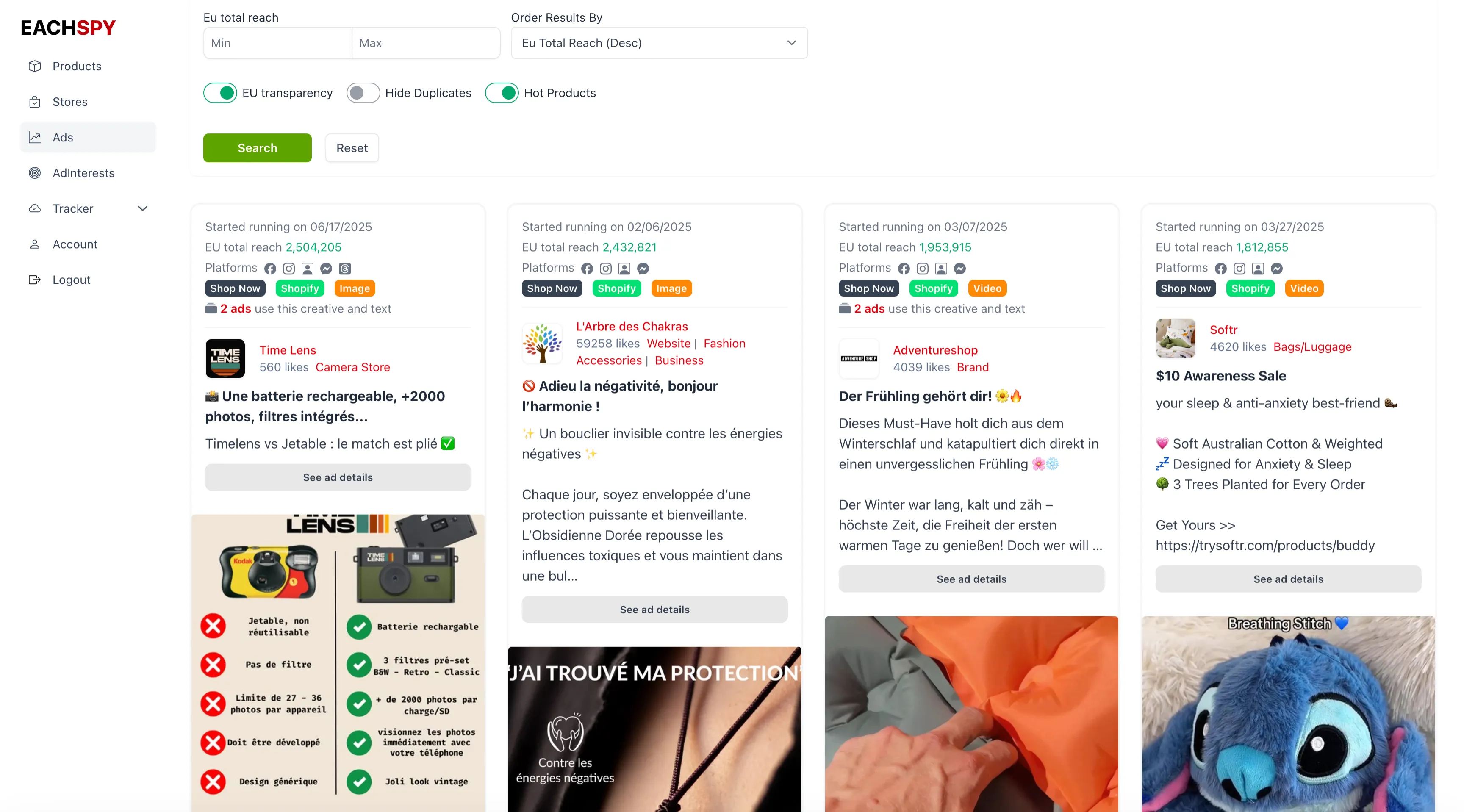 Facebook Ad Search Interface