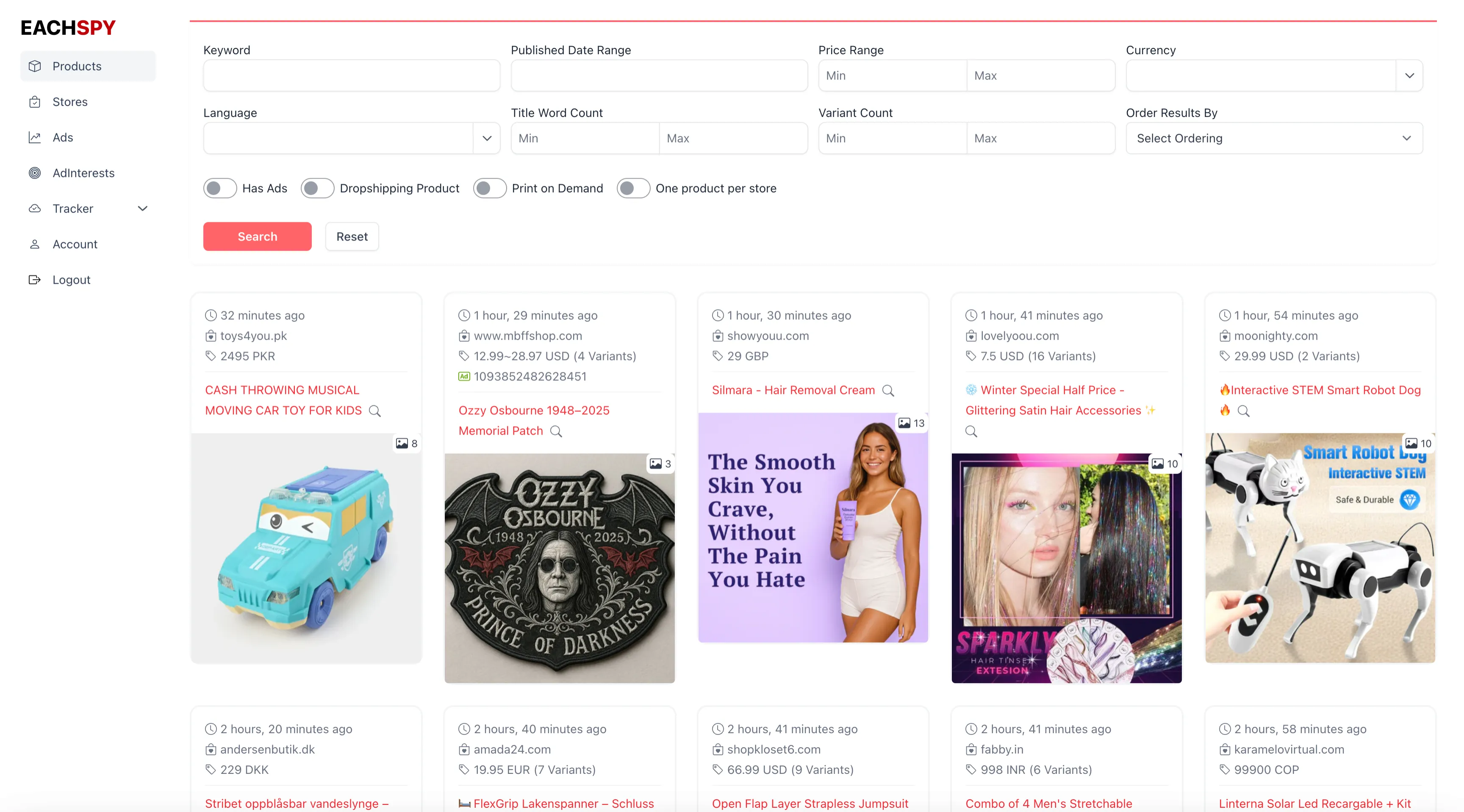 Facebook Ad Search Interface